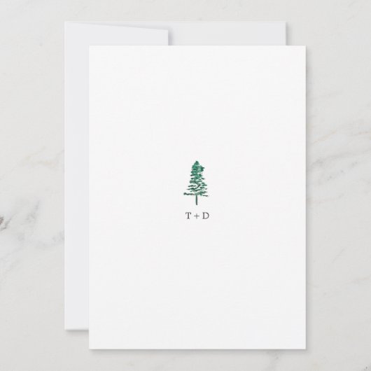 Tamara Pine Tree Moderne bruiloft Kaart (Achterkant)
