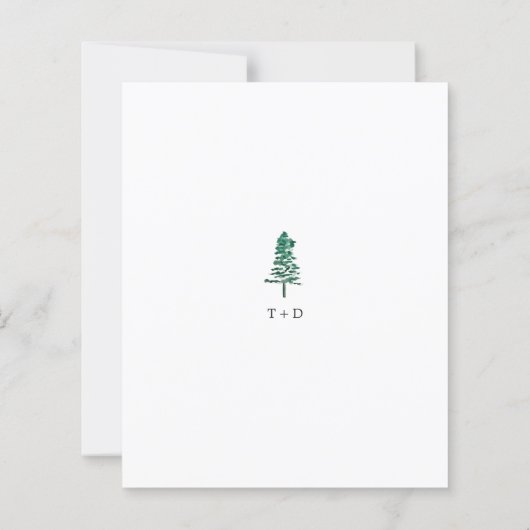 Tamara Pine Tree Moderne bruiloft uitnodiging (Achterkant)