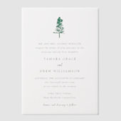 Tamara Pine Tree Moderne bruiloft Vellum Uitnodigingen (Voorkant)