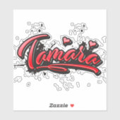 Tamara red Heart Graffiti Aufkleber Sticker (Vel)