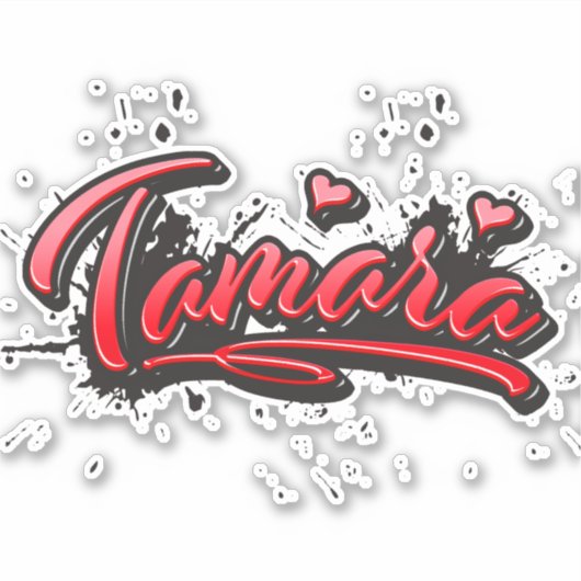 Tamara red Heart Graffiti Aufkleber Sticker (Voorkant)