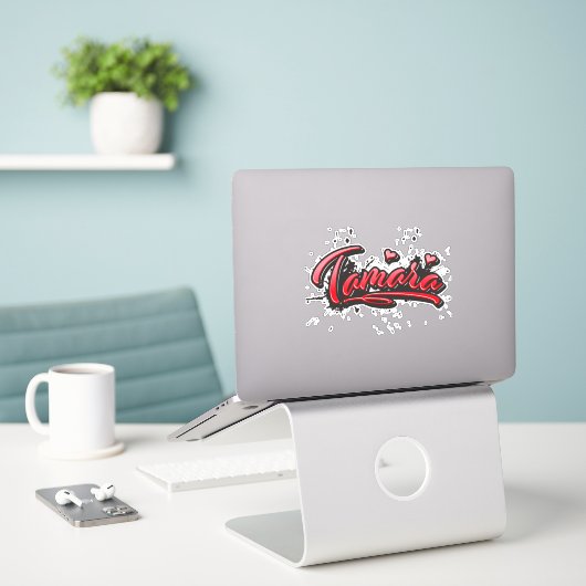Tamara red Heart Graffiti Aufkleber Sticker (Laptop op bureau)