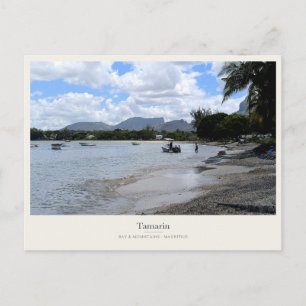 Tamarin Bay-boten en bergachtergrond Briefkaart