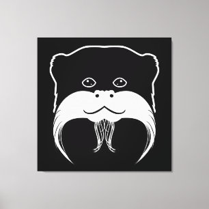 Tamarin Monkey Face Silhouette Canvas Afdruk