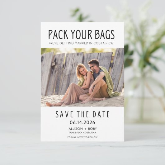 Tamarindo Costa Rica Destination Photo Wedding Save The Date (Staand voorkant)