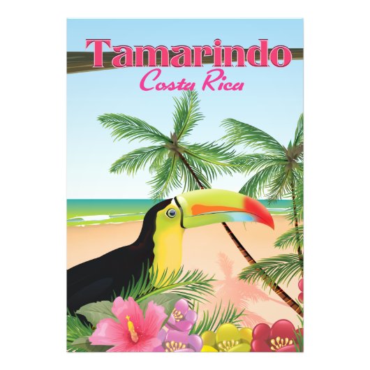 Tamarindo Costa Rica strand vakantieposter Foto Afdruk (Voorkant)