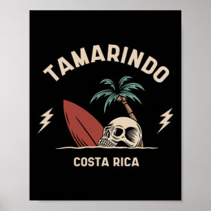 Tamarindo Costa Rica Vintage Surfen Skelet Schedel Poster