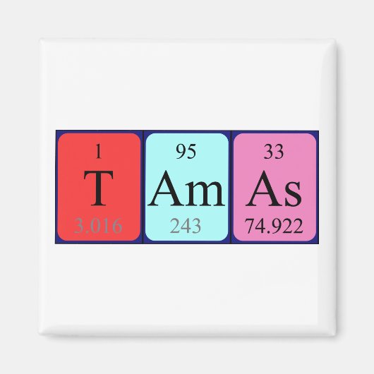 Tamás periodieke tabelnaam magnet (Voorkant)