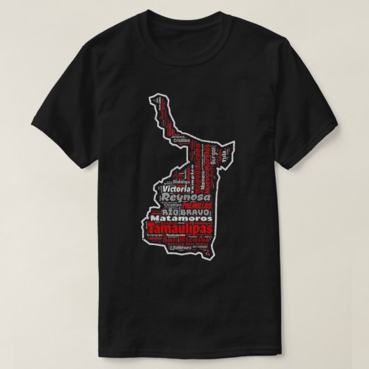 Tamaulipas Mexico Mapa Municipios Mexicaanse staat T-shirt (Design voorkant)