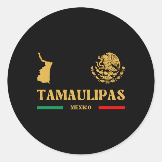 Tamaulipas Mexico met Mexicaans embleem Tamaulipas Ronde Sticker (Voorkant)