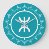 Tamazgha - Amazigh Symbol Cyan Grote Klok (Voorkant)