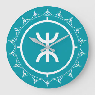 Tamazgha - Amazigh Symbol Cyan Grote Klok