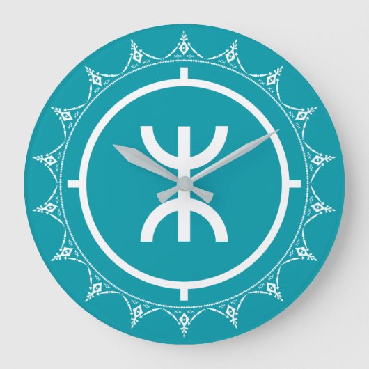 Tamazgha - Amazigh Symbol Cyan Grote Klok (Voorkant)