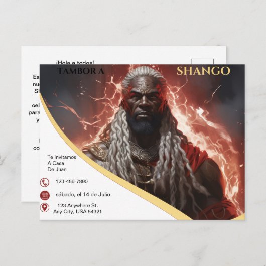 Tambor a Shango Lightening Rayos Uitnodiging (Voorkant / Achterkant)