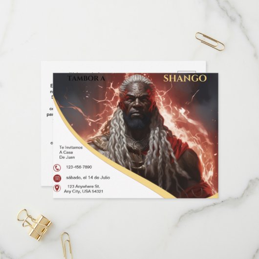 Tambor a Shango Lightening Rayos Uitnodiging Briefkaart (Voorkant / Achterkant in situ)