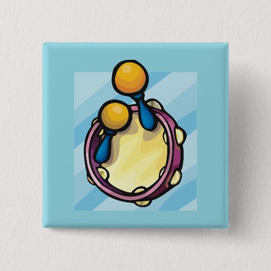 Tamborine And Maraccas Vierkante Button 5,1 Cm (Voorkant)