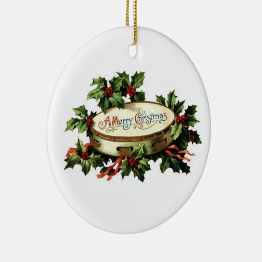 Tambourine en Holly Keramisch Ornament (Rechts)