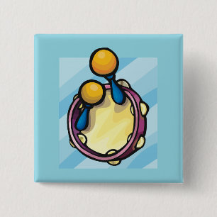 Tambourine En Maracas Vierkante Button 5,1 Cm