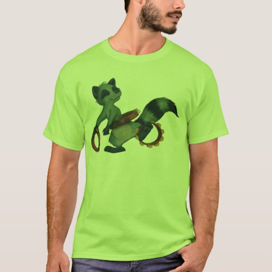 "Tambourine Hula Racoon" door Suzi German T-shirt (Voorkant)