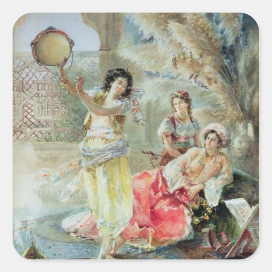 Tambourine (m/v op papier) vierkante sticker (Voorkant)