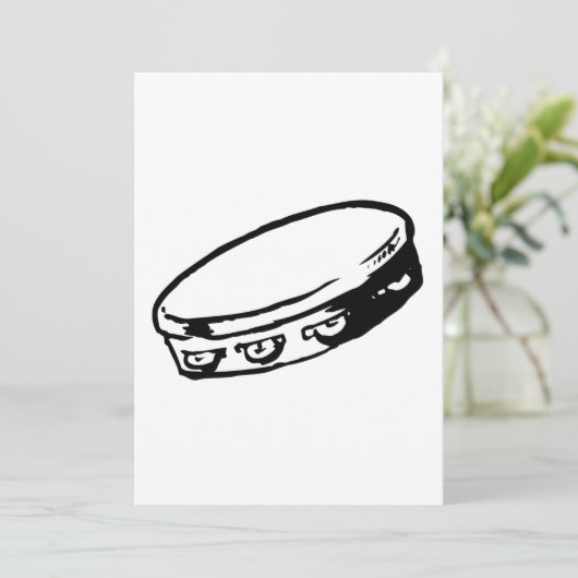 Tambourine Musical Instrument Invitations Kaart (Staand voorkant)