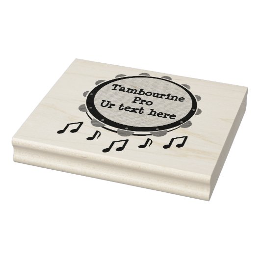 Tambourine, zwart en wit rubberstempel (Stempel)