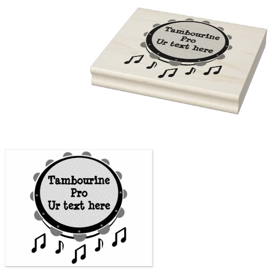 Tambourine, zwart en wit rubberstempel (Gestempeld)