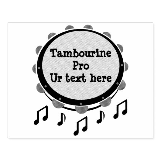 Tambourine, zwart en wit rubberstempel (Afrduk)