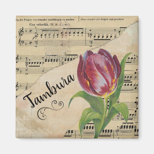 Tambura Elegant Tulip  blad Music Magneet (Voorkant)