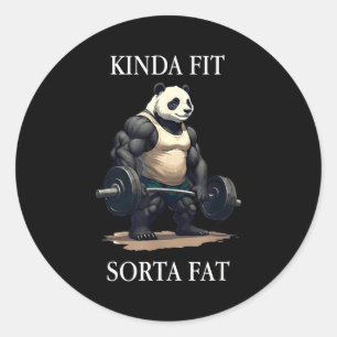 Tamelijk fit enigszins dik grappige gym panda gewi ronde sticker