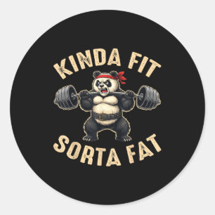 Tamelijk fit enigszins dikke sportschoolbezoekers  ronde sticker