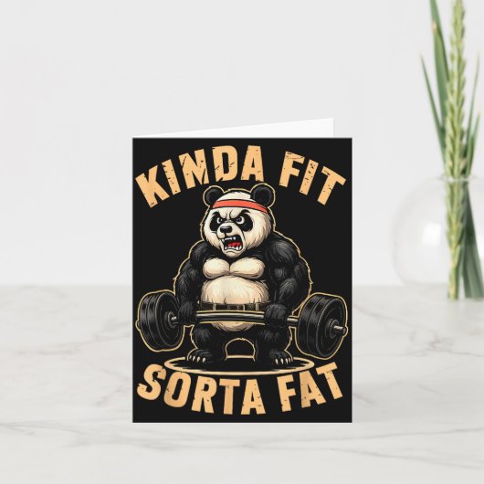 Tamelijk Fit Enigszins Vet - Grappige Gym Panda Ge Kaart (Voorkant)