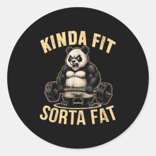 Tamelijk Fit Enigszins Vet - Grappige Gym Panda Ge Ronde Sticker