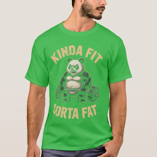 Tamelijk Fit Enigszins Vet Grappige Gym Panda Gewi T-shirt (Voorkant)