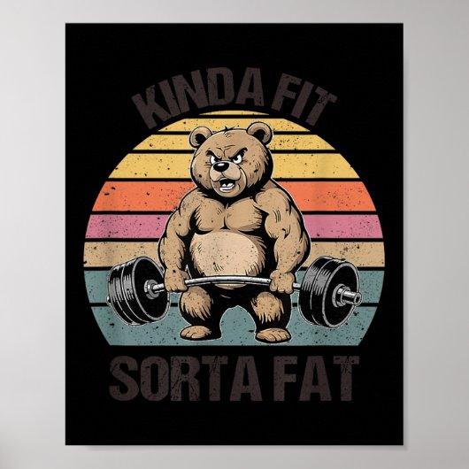 Tamelijk Fit Enigszins Vet - Grappige Gymbeer Gewi Poster (Voorkant)