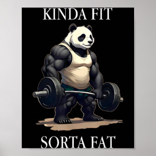 Tamelijk Fit Enigszins Vette Gym Panda Gewichtheff Poster