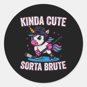 Tamelijk Schattig Iets Brute IJshockey Meisje Eenh Ronde Sticker
