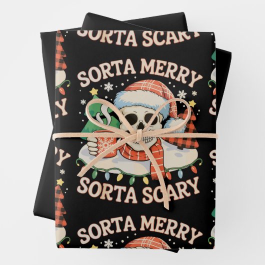 Tamelijk Vrolijke Tamelijk Enge Skelet Kerstmis Xm Inpakpapier Vel (In situ)