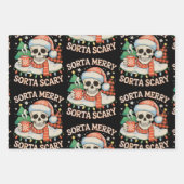 Tamelijk Vrolijke Tamelijk Enge Skelet Kerstmis Xm Inpakpapier Vel (Voorkant)