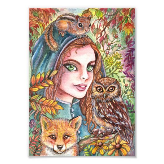 Tamer in het najaar van de Bossen Foto Afdruk (Voorkant)