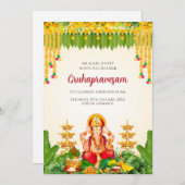 Tamil Gruhapravesham nodigt Telugu Housewarming ui Kaart (Voorkant / Achterkant)