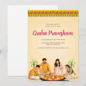 Tamil Housewarming nodigen Telugu uit als Grihapra Kaart (Voorkant / Achterkant)