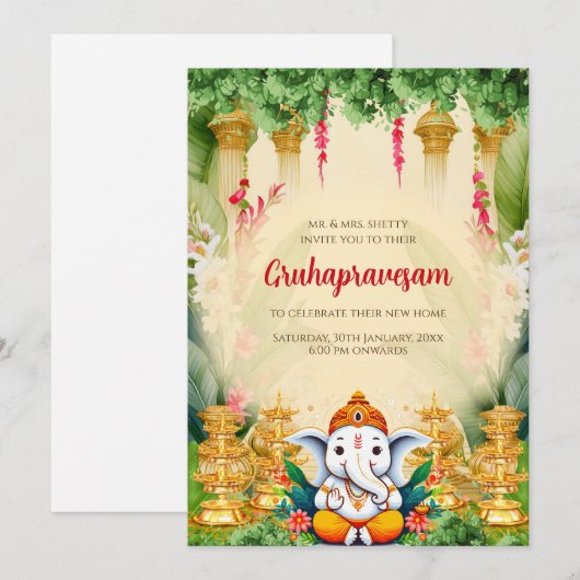 Tamil Housewarming nodigt Digital Indian uit Kaart (Voorkant / Achterkant)