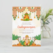 Tamil Housewarming nodigt Telugu Gruhapravesham Kaart (Staand voorkant)