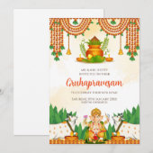 Tamil Housewarming nodigt Telugu Gruhapravesham Kaart (Voorkant / Achterkant)