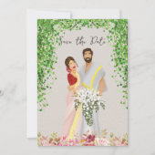 Tamil huwelijksillustratie save the date (Voorkant)