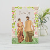 Tamil Wedding Couple Illustratie slaat de datum op Save The Date (Staand voorkant)