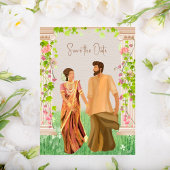 Tamil Wedding Couple Illustratie slaat de datum op Save The Date