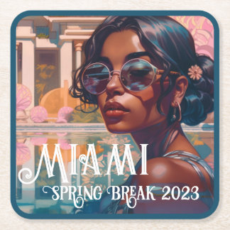Tamil Woman Miami Resort Pool Painting Kartonnen Onderzetters