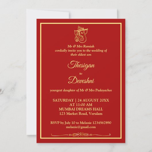 Tamil Zuid-Indiase bruiloft leuke karikatuur Kaart (Achterkant)